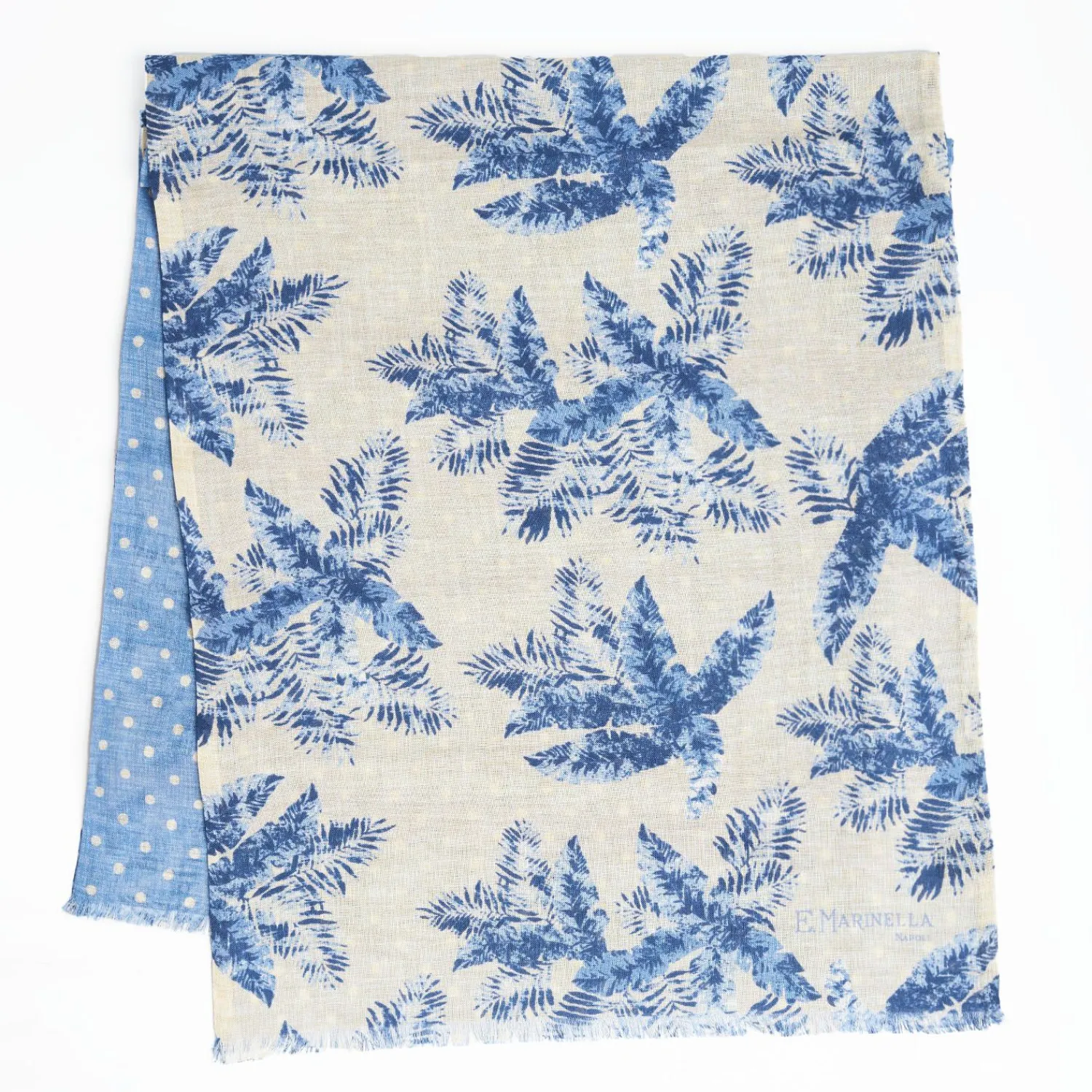 Beige And Bluette Wool And Silk Scarf>E.Marinella Sale