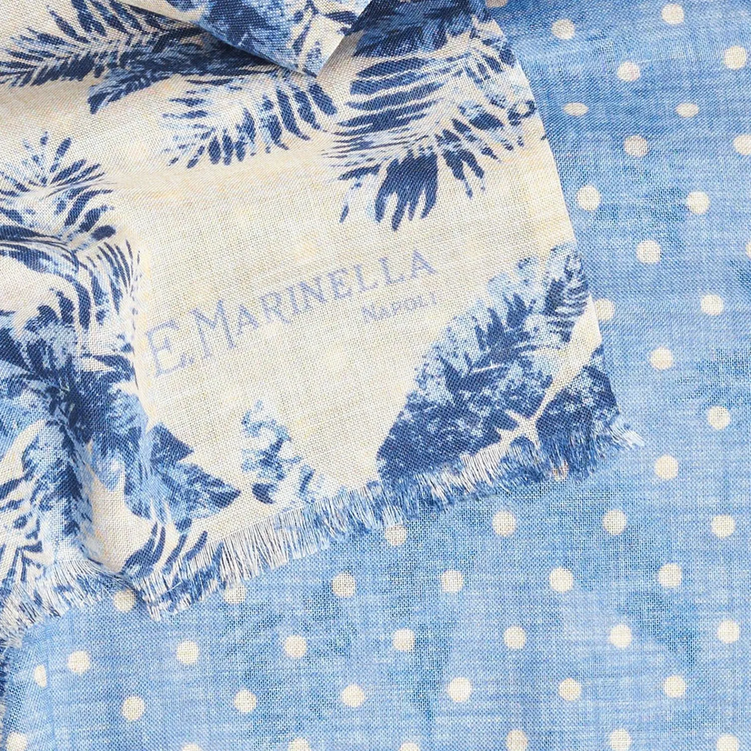 Beige And Bluette Wool And Silk Scarf>E.Marinella Sale