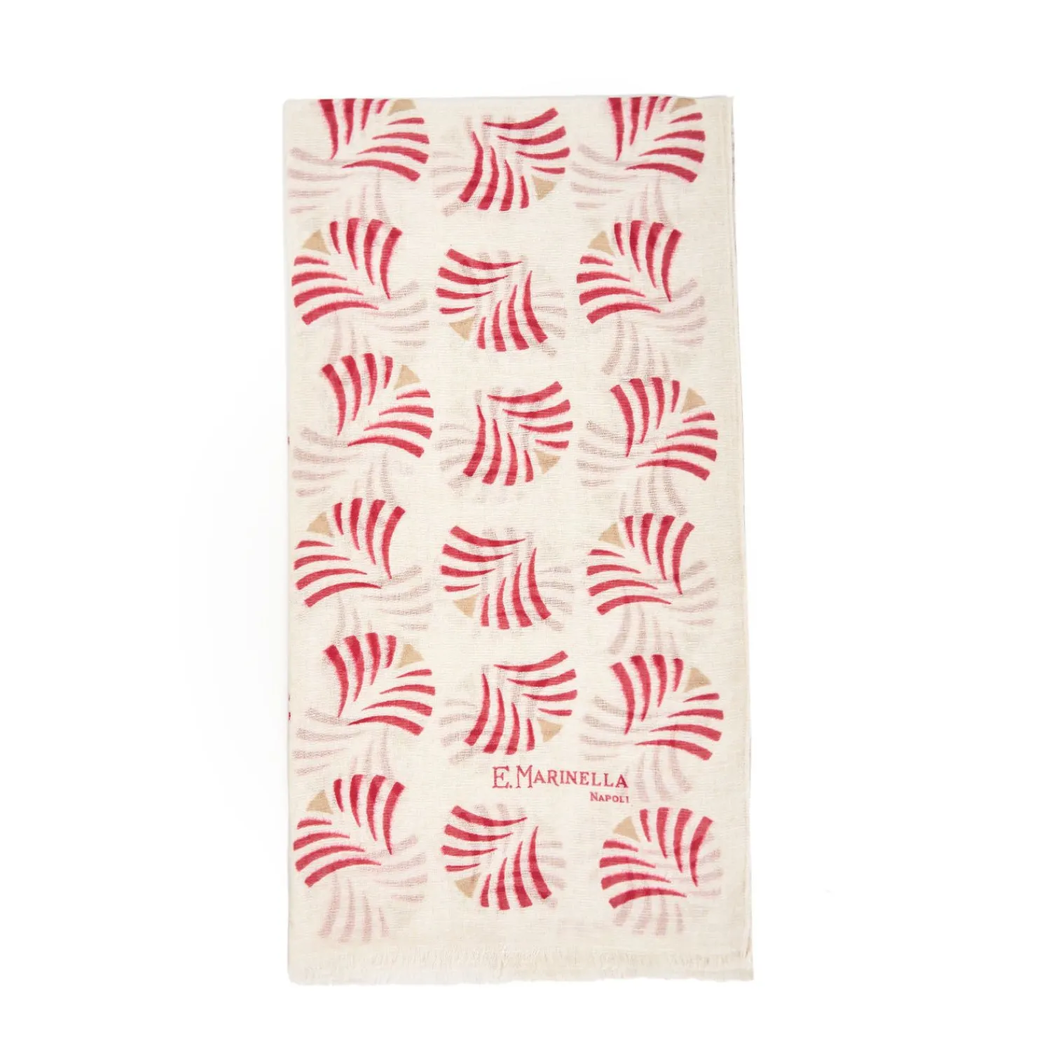 Beige Cotton And Linen Scarf - Red Fans>E.Marinella Outlet