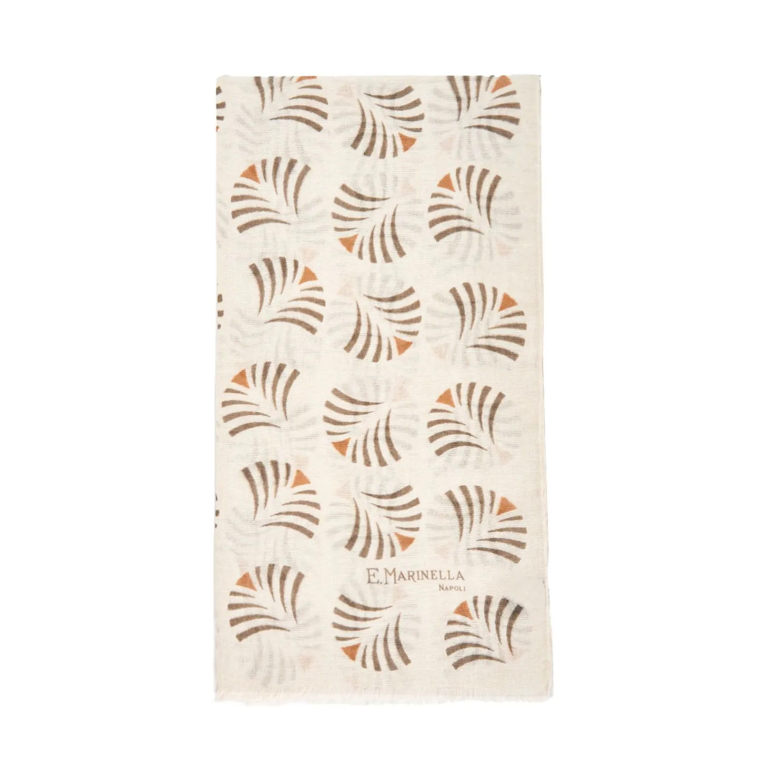 Beige Cotton And Linen Scarf - Brown Fans>E.Marinella Hot