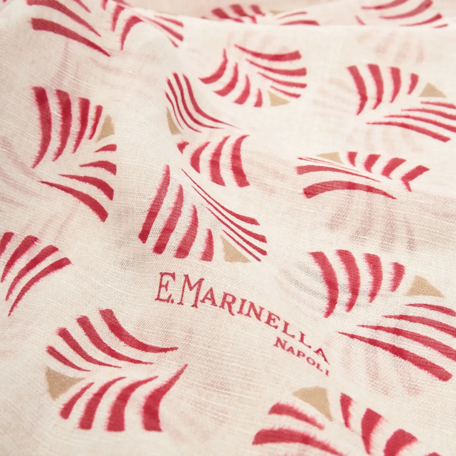 Beige Cotton And Linen Scarf - Red Fans>E.Marinella Outlet