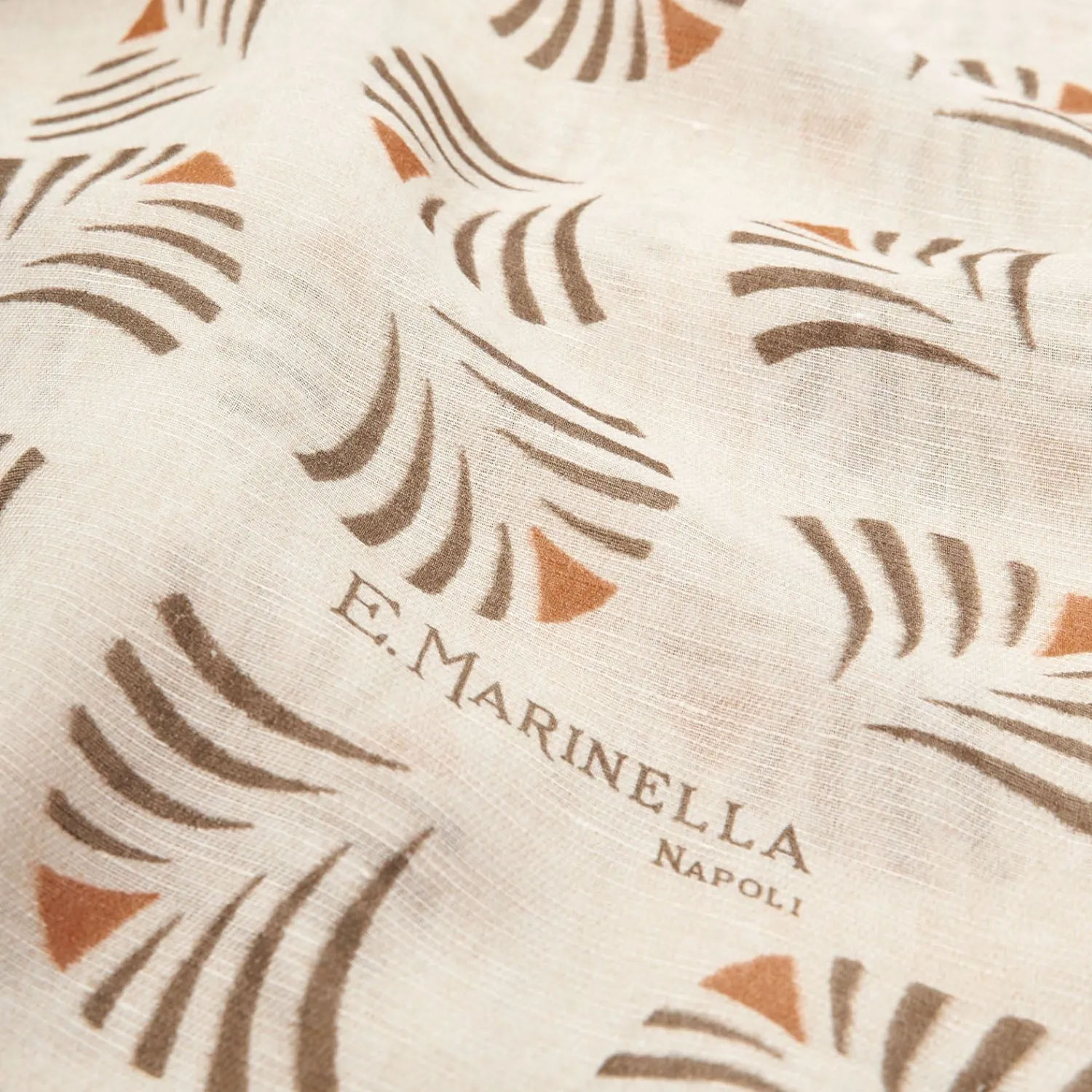 Beige Cotton And Linen Scarf - Brown Fans>E.Marinella Hot