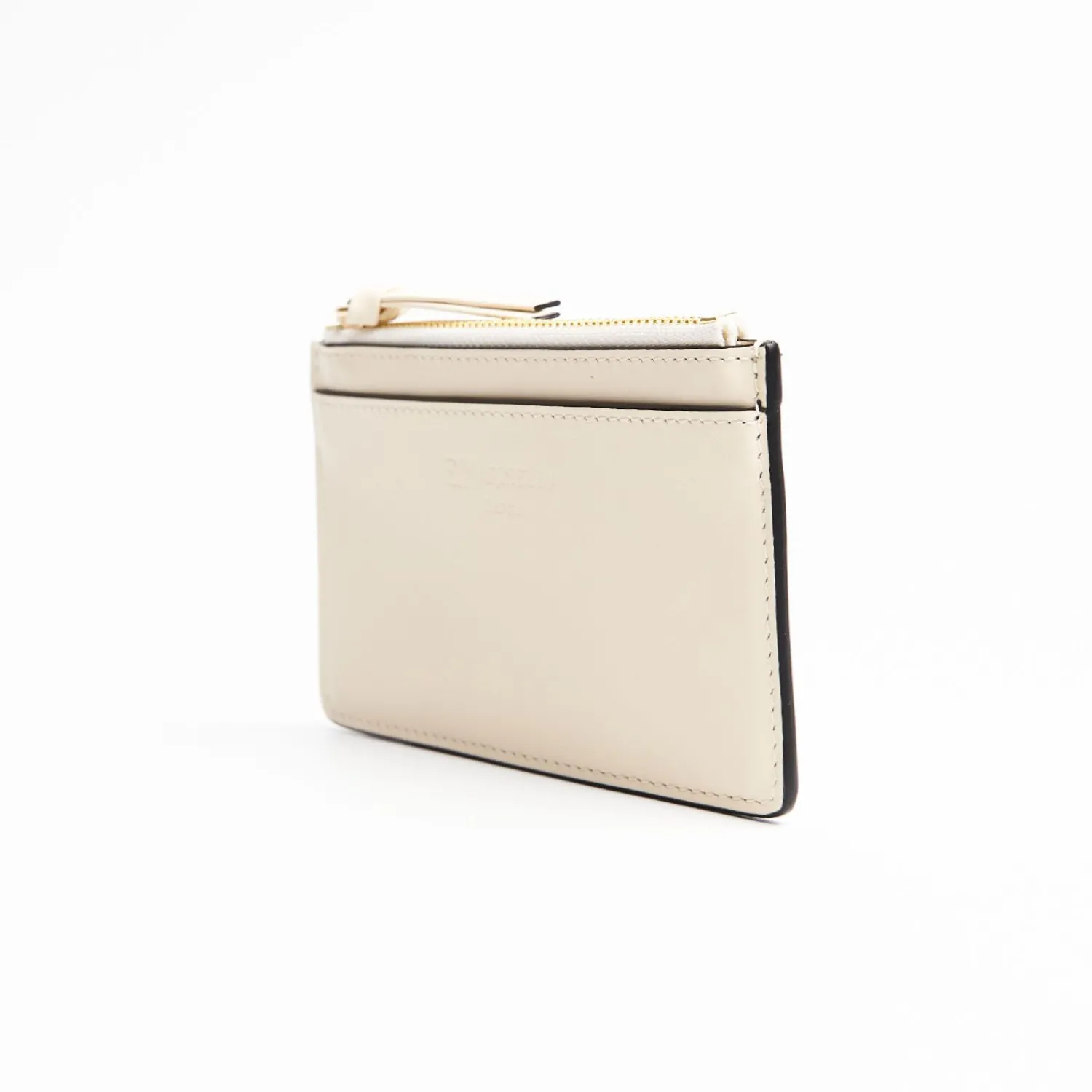 Beige Leather Zip Credit Card Holder>E.Marinella Hot