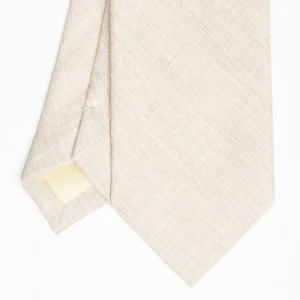 Beige Sartorial Linen And Cotton Tie - Solid Color>E.Marinella Outlet