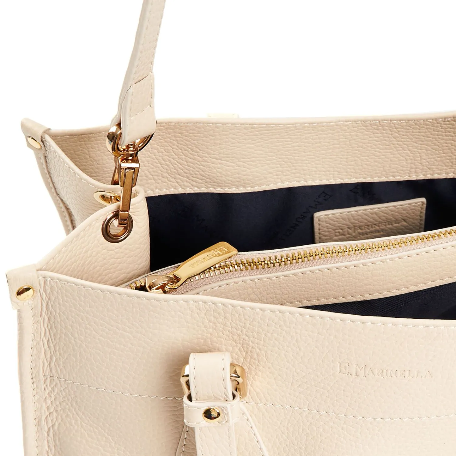 Beige Shopping Bag In Hammered Leather>E.Marinella Fashion