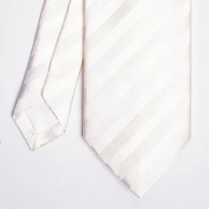 Beige Striped Satin Silk Ceremony Tie>E.Marinella Flash Sale