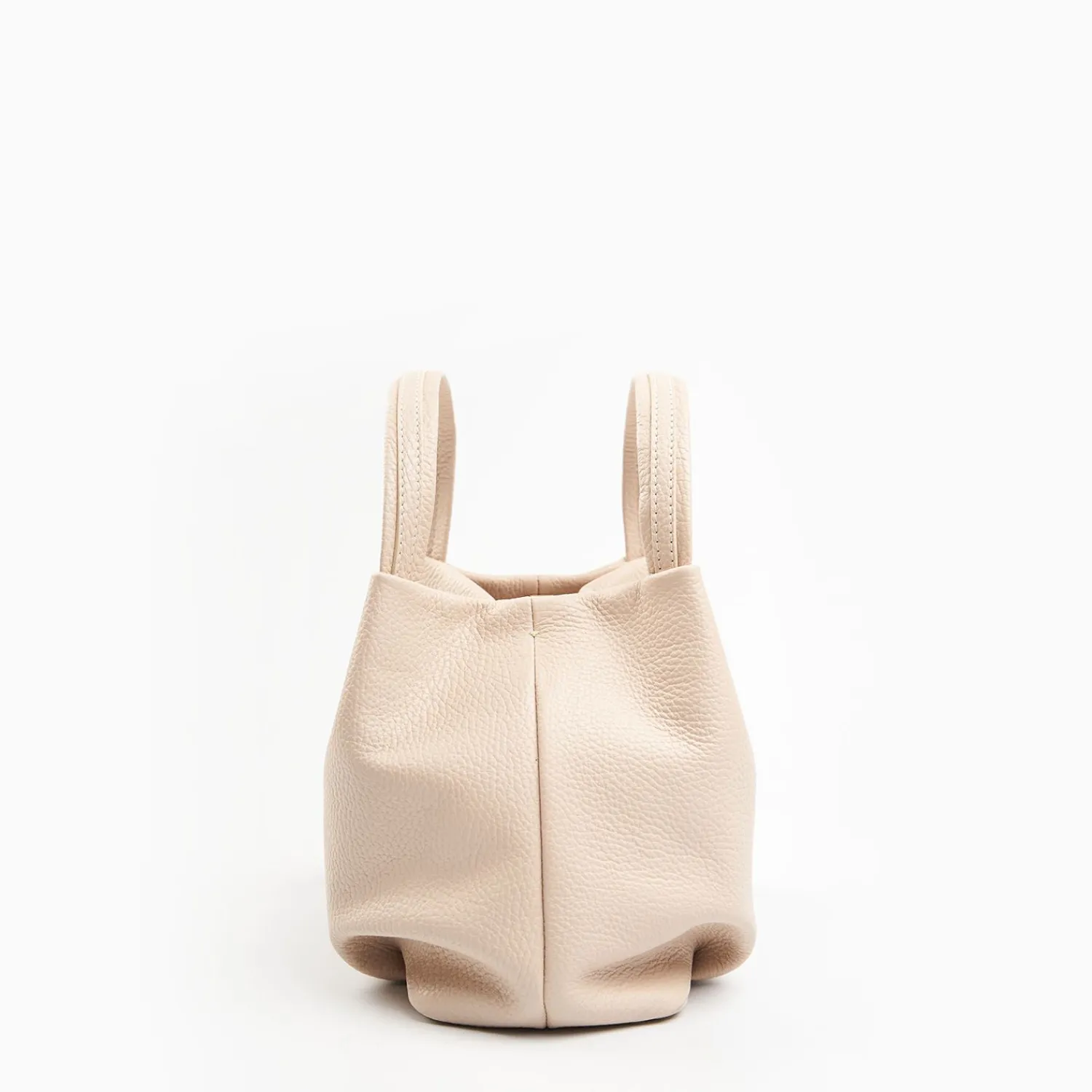 Beige Textured Leather Soft Mini Bag>E.Marinella Store