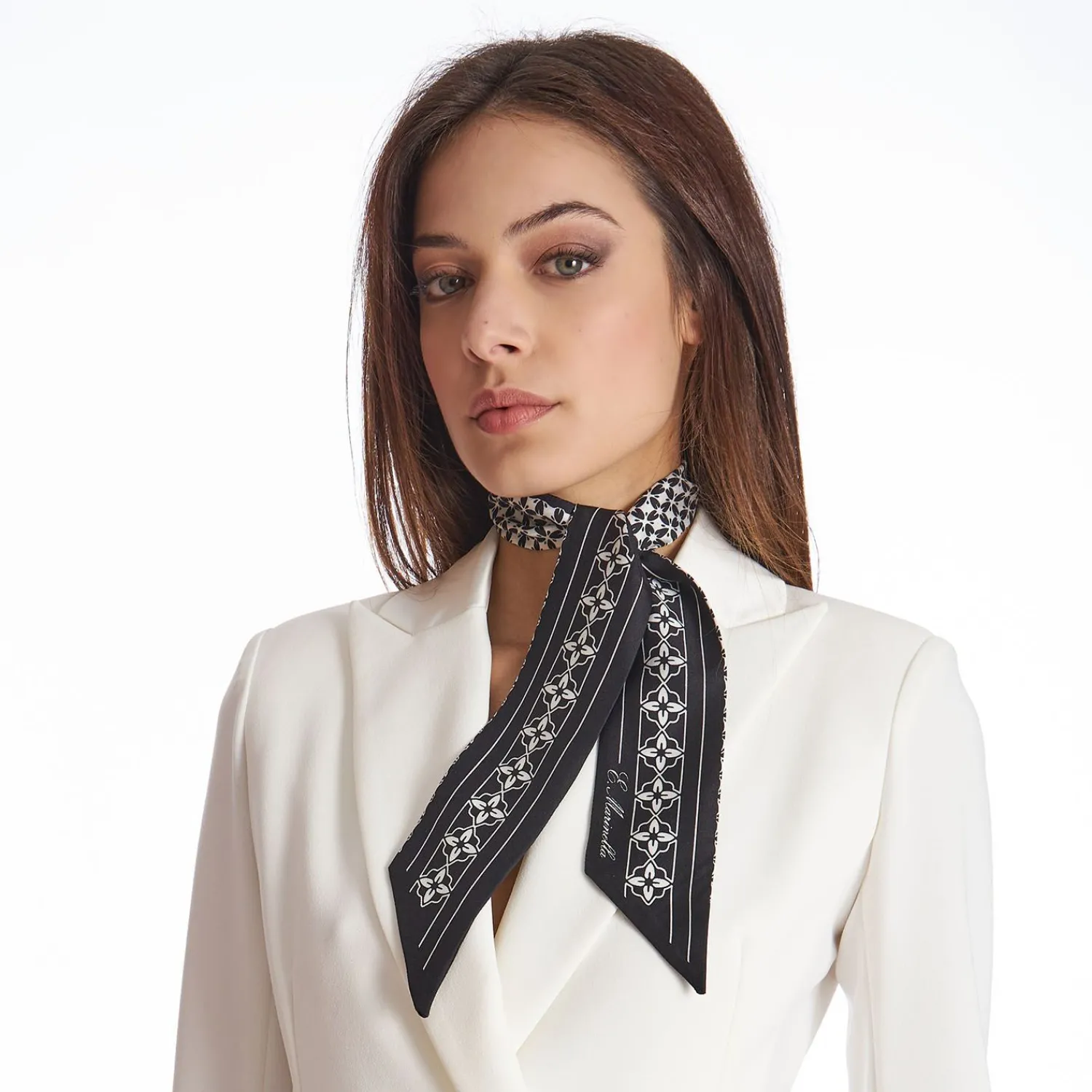 Black And White Silk Twilly>E.Marinella Discount