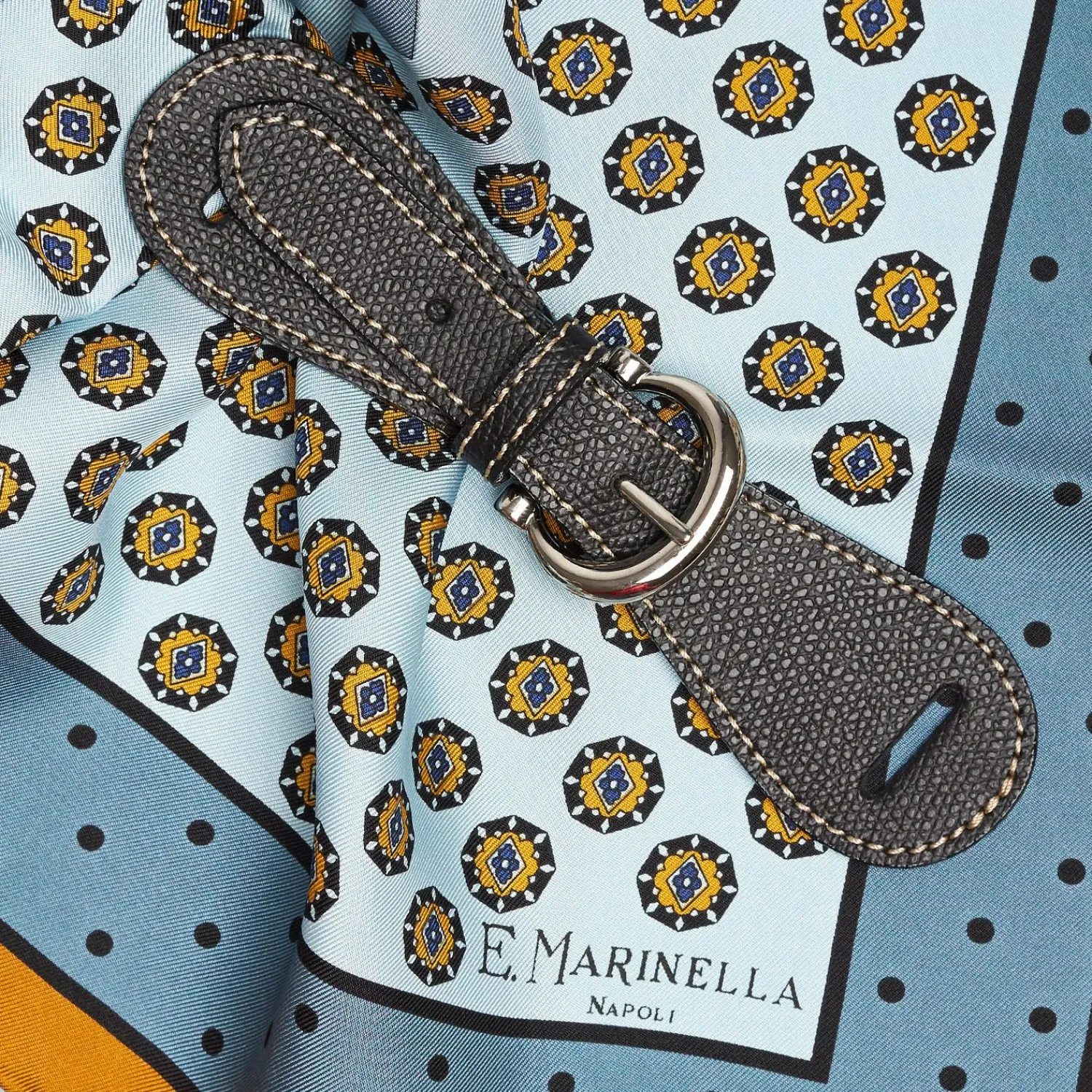 Black Leather Scarf-Buckle>E.Marinella Clearance