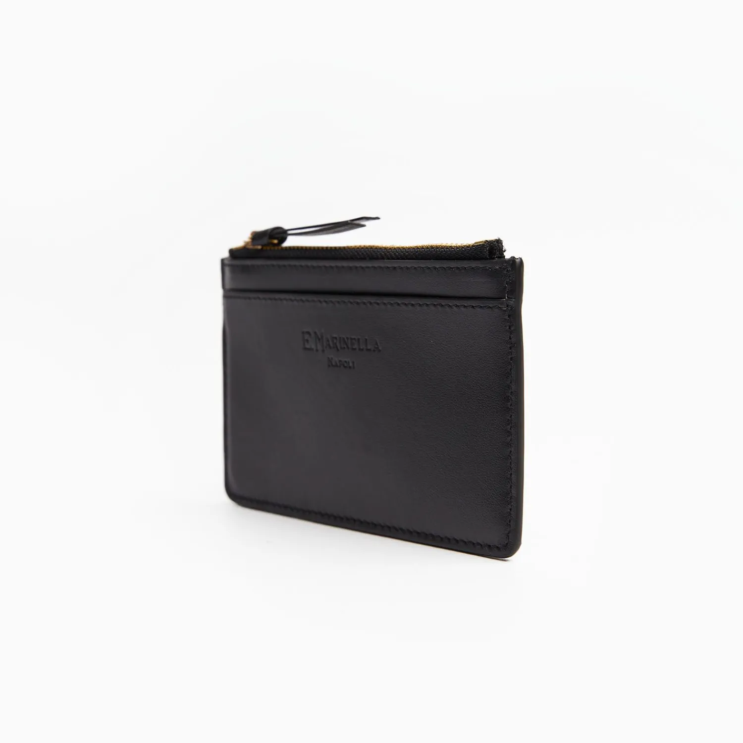 Black Leather Zip Credit Card Holder>E.Marinella Clearance