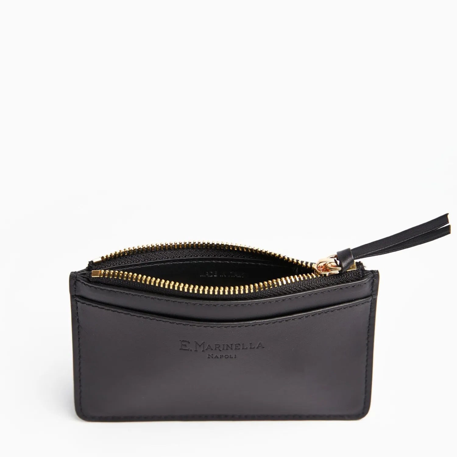 Black Leather Zip Credit Card Holder>E.Marinella Clearance