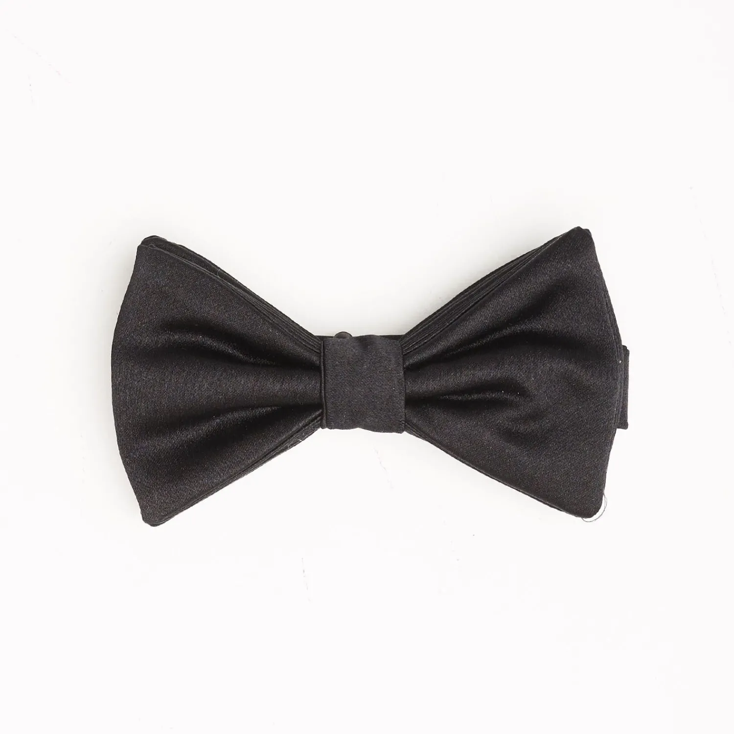 Black Pre-Knotted Silk Satin Bowtie - Solid Color>E.Marinella New