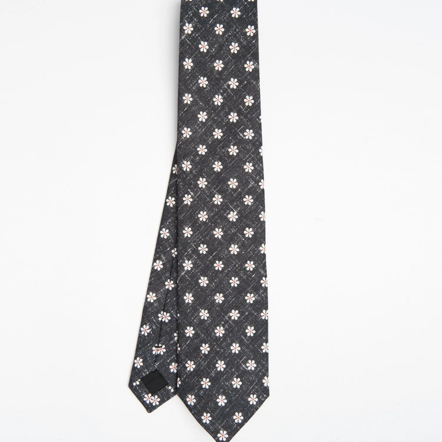 Black Sartorial Cotton And Silk Tie - Large Flower Pattern>E.Marinella Store