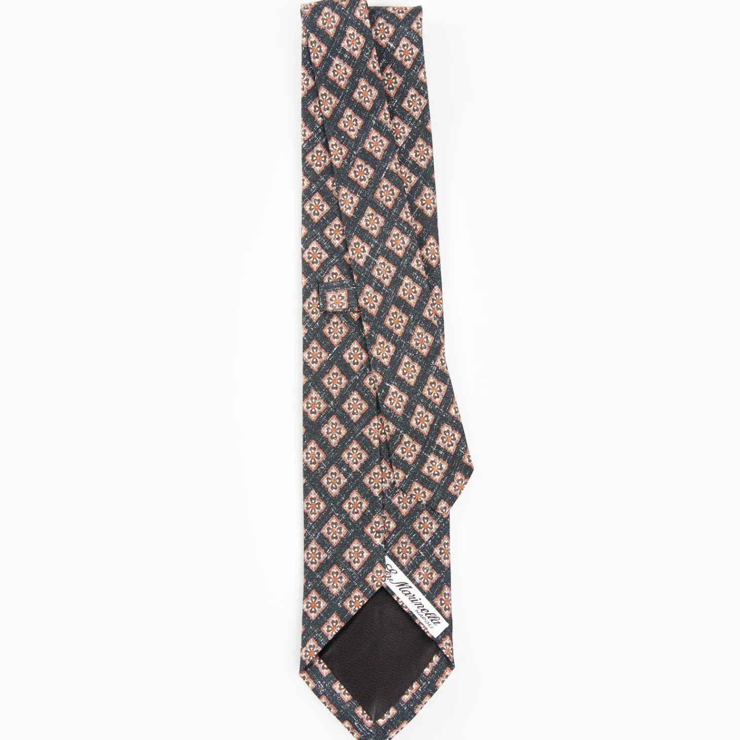 Black Sartorial Cotton And Silk Tie - Large Flower Pattern>E.Marinella Fashion
