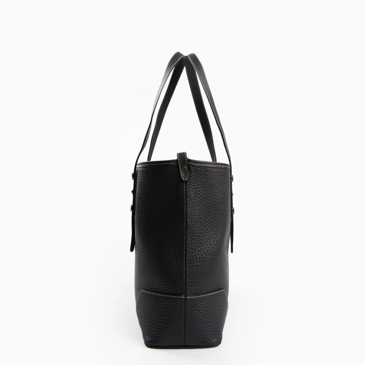 Black Textured Leather Midi Tote Bag>E.Marinella Sale