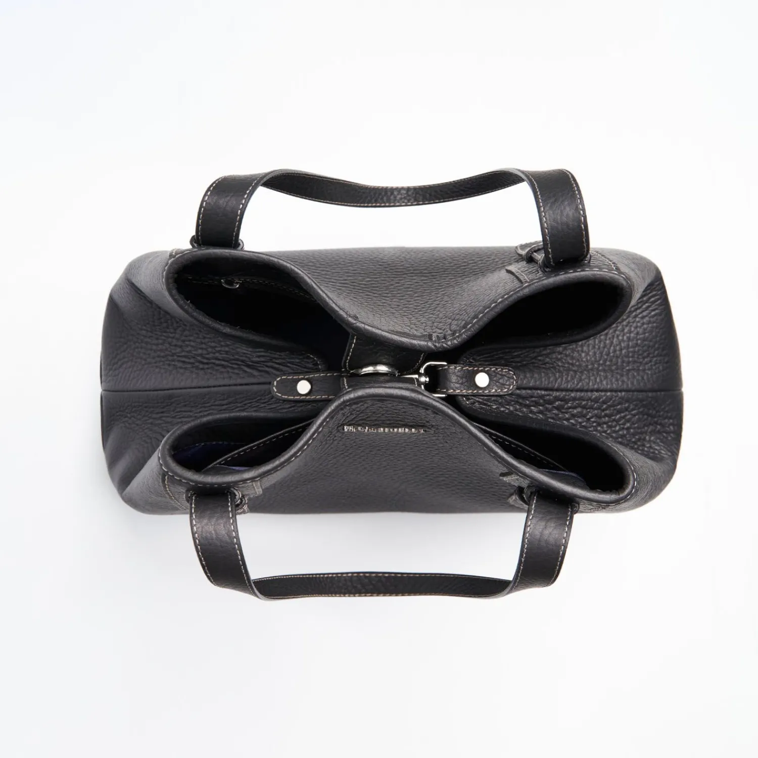 Black Textured Leather Tote Bag>E.Marinella New