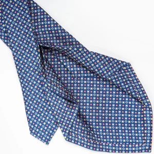 Blue 5 Fold Sartorial Silk Tie - Small Flower Pattern>E.Marinella Store