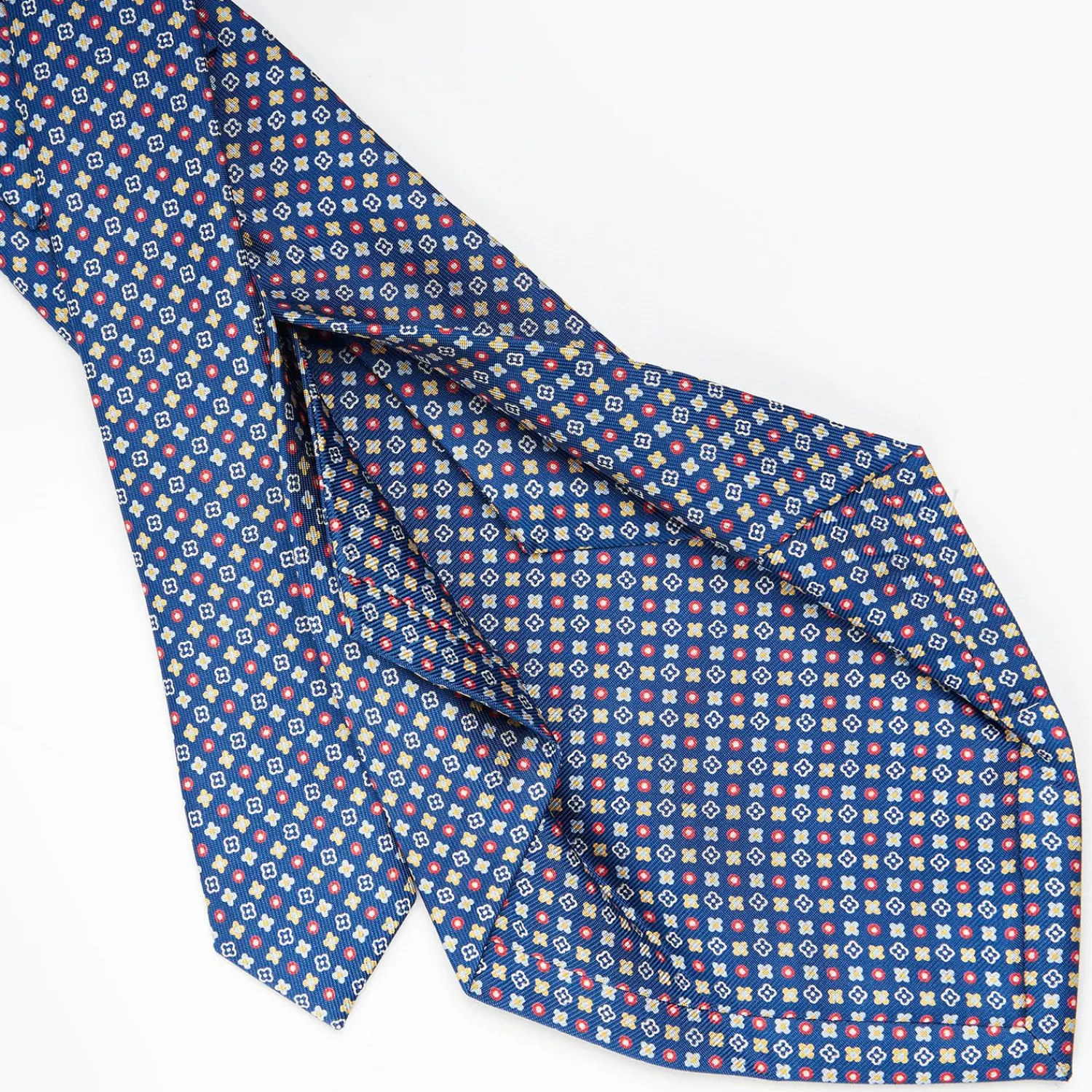 Blue 5 Fold Sartorial Silk Tie - Small Flower Pattern>E.Marinella Store
