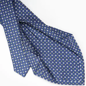 Blue 5 Fold Sartorial Silk Tie - Small Flower Pattern>E.Marinella Clearance
