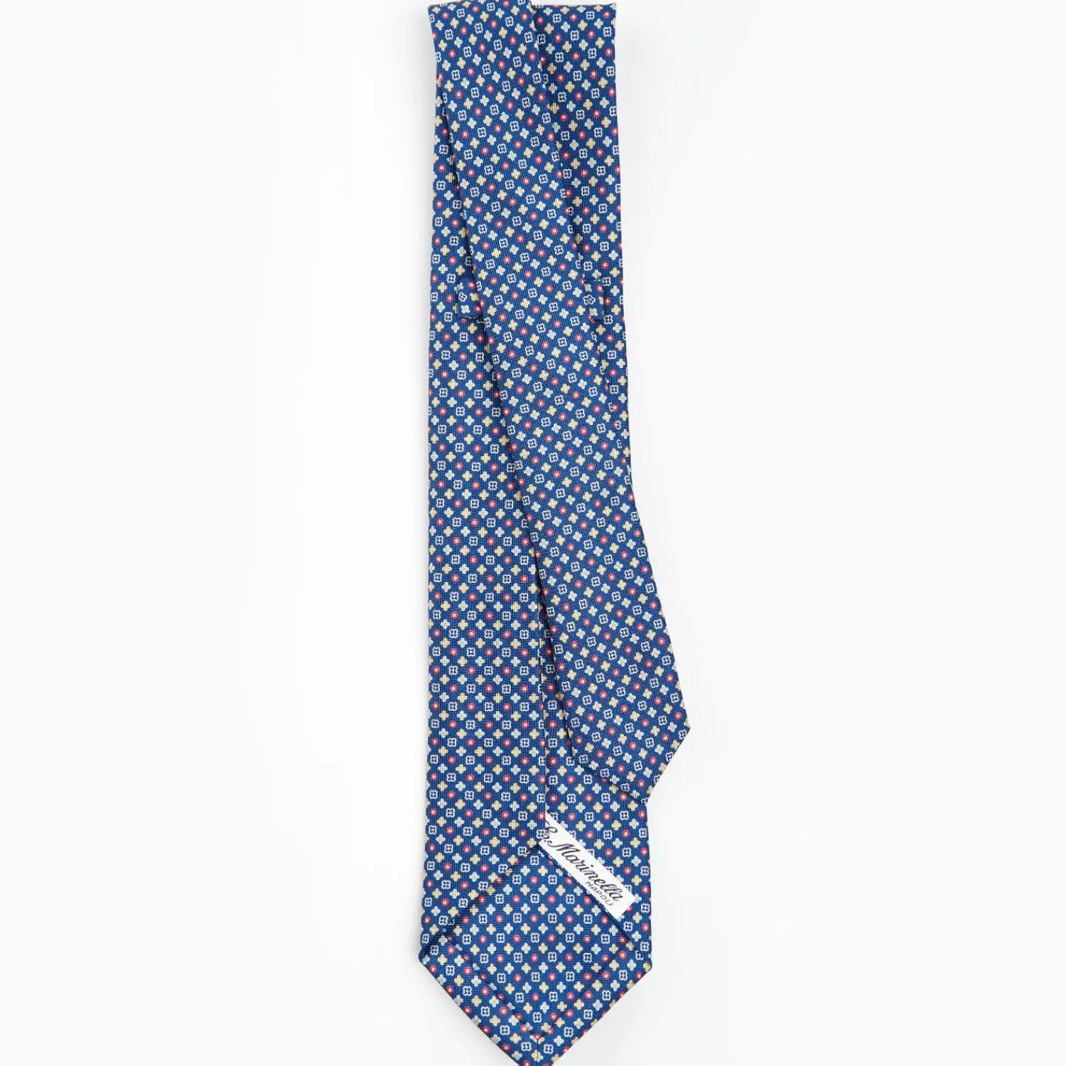 Blue 5 Fold Sartorial Silk Tie - Small Flower Pattern>E.Marinella Store