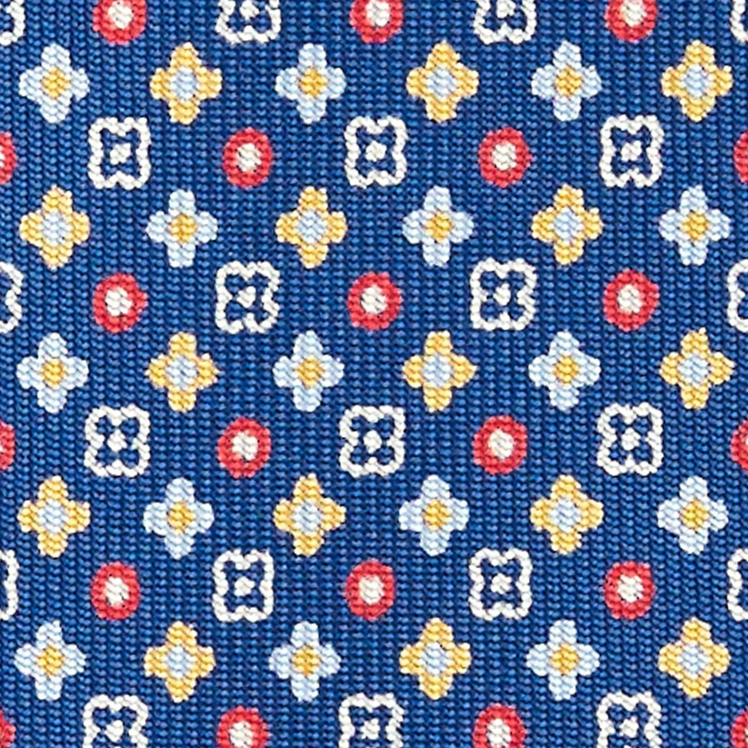 Blue 5 Fold Sartorial Silk Tie - Small Flower Pattern>E.Marinella Store