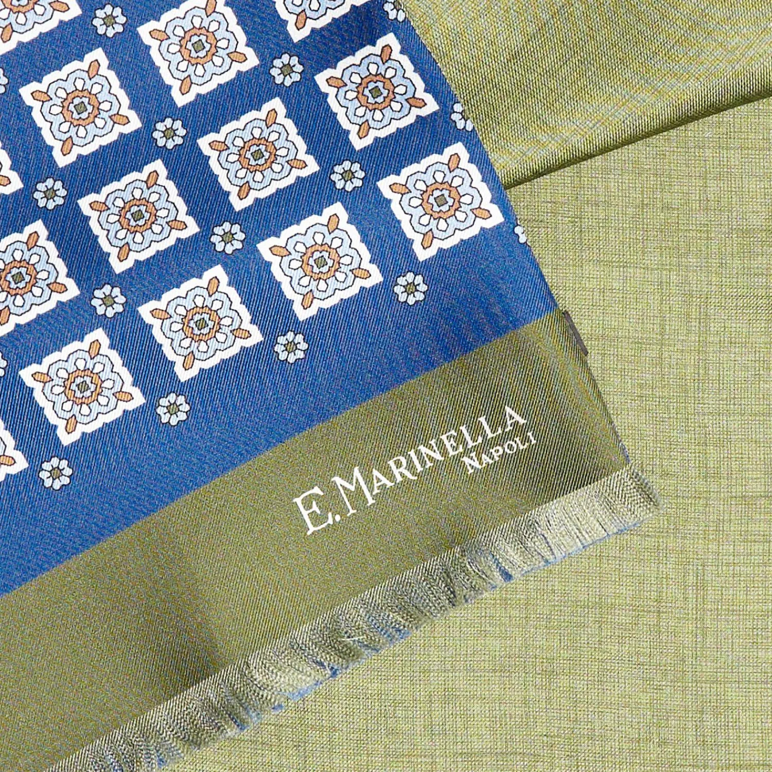 Blue And Green Double Silk Scarf>E.Marinella Flash Sale