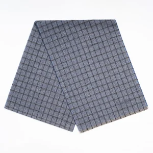 Blue Cashmere Small-Check Scarf>E.Marinella Outlet
