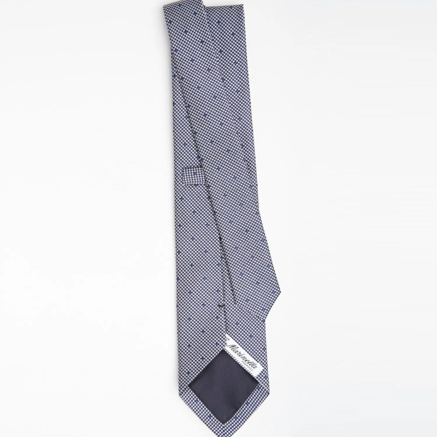 Blue Ceremonial Jacquard Silk Tie Polka Dot Pattern>E.Marinella New