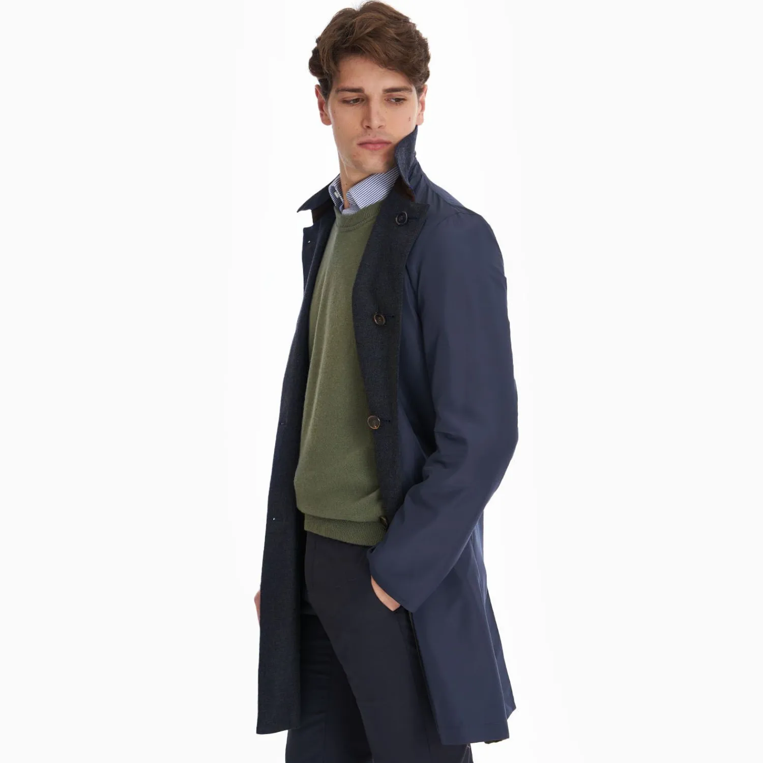Blue Double-Faced Wool And Cashmere Coat>E.Marinella Cheap