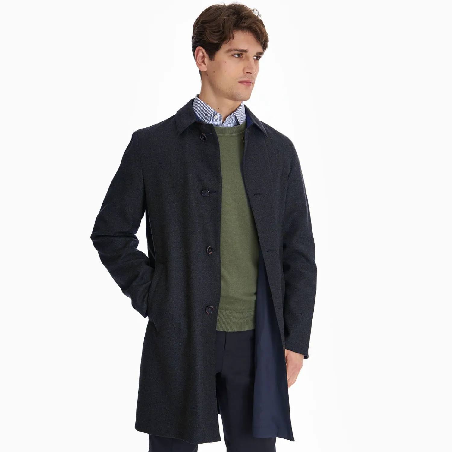 Blue Double-Faced Wool And Cashmere Coat>E.Marinella Cheap