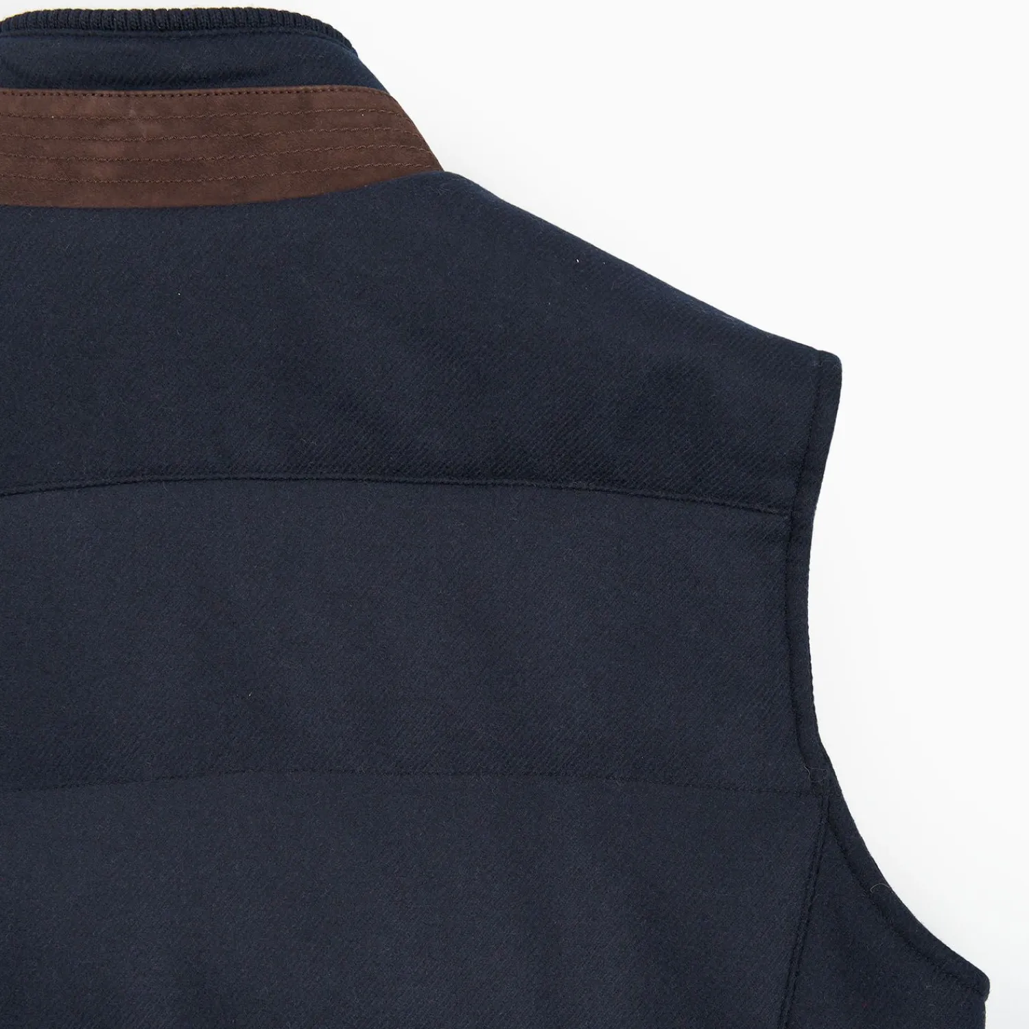 Blue Down Gilet With Alcantara Details>E.Marinella Flash Sale