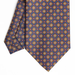 Blue Extra Long Sartorial Silk Tie - Large Flower Pattern>E.Marinella Best Sale