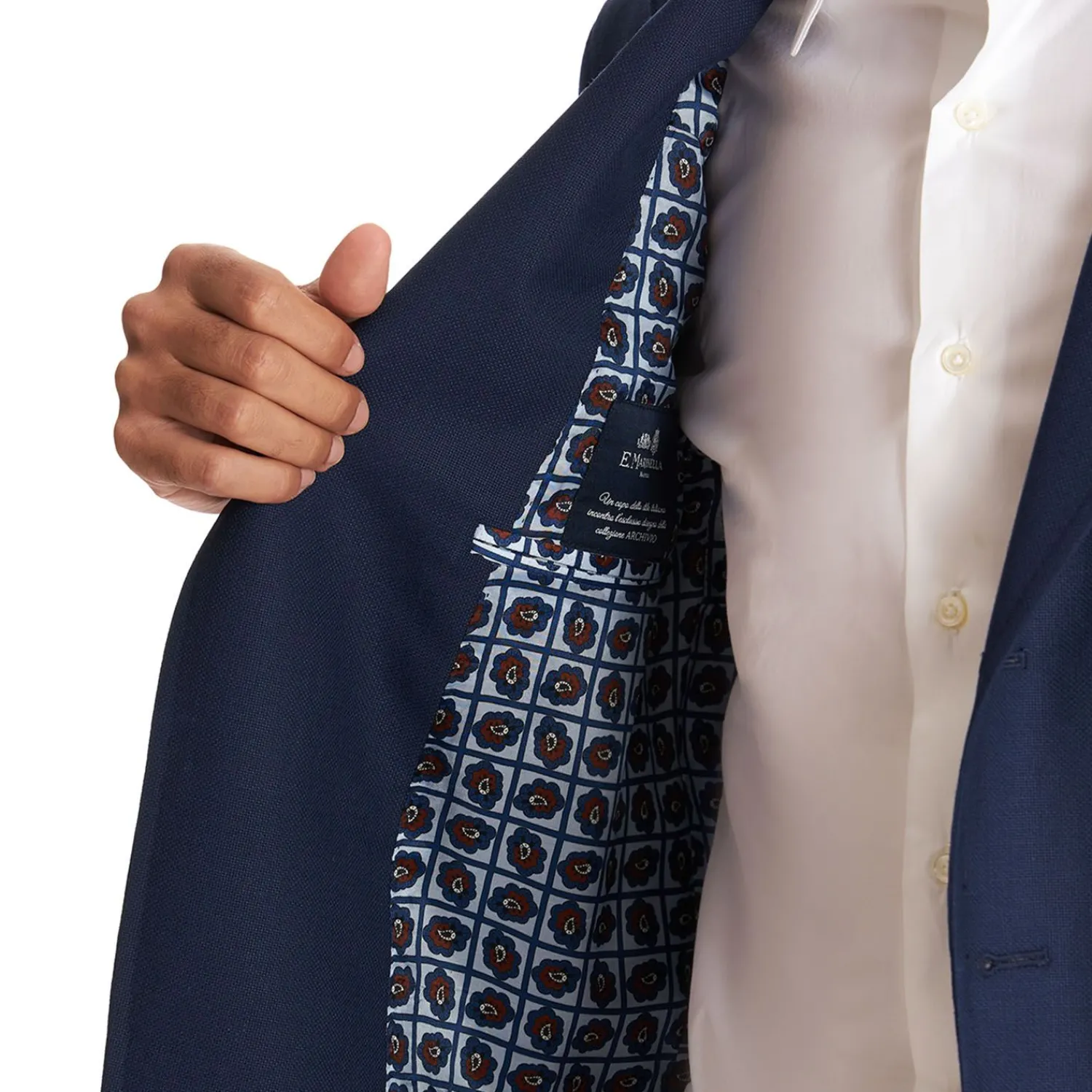 Blue Jacket With Lining Crafted By Pattern 1945 Archive Collection>E.Marinella Shop
