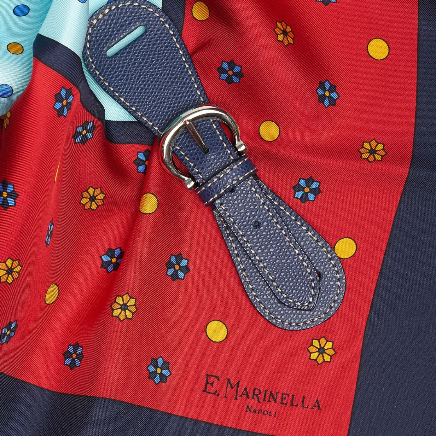 Blue Leather Scarf-Buckle>E.Marinella Outlet