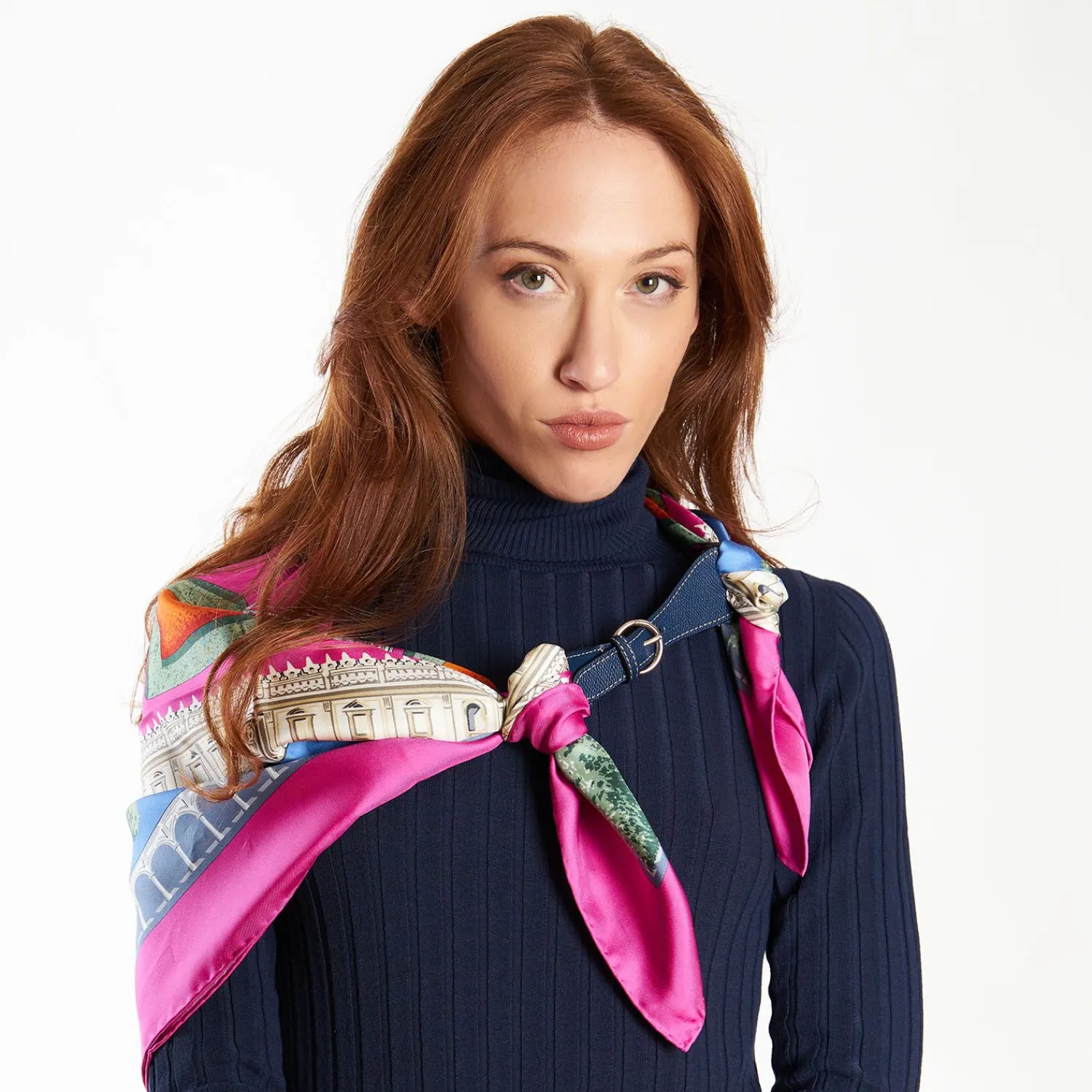 Blue Leather Scarf-Buckle>E.Marinella Outlet