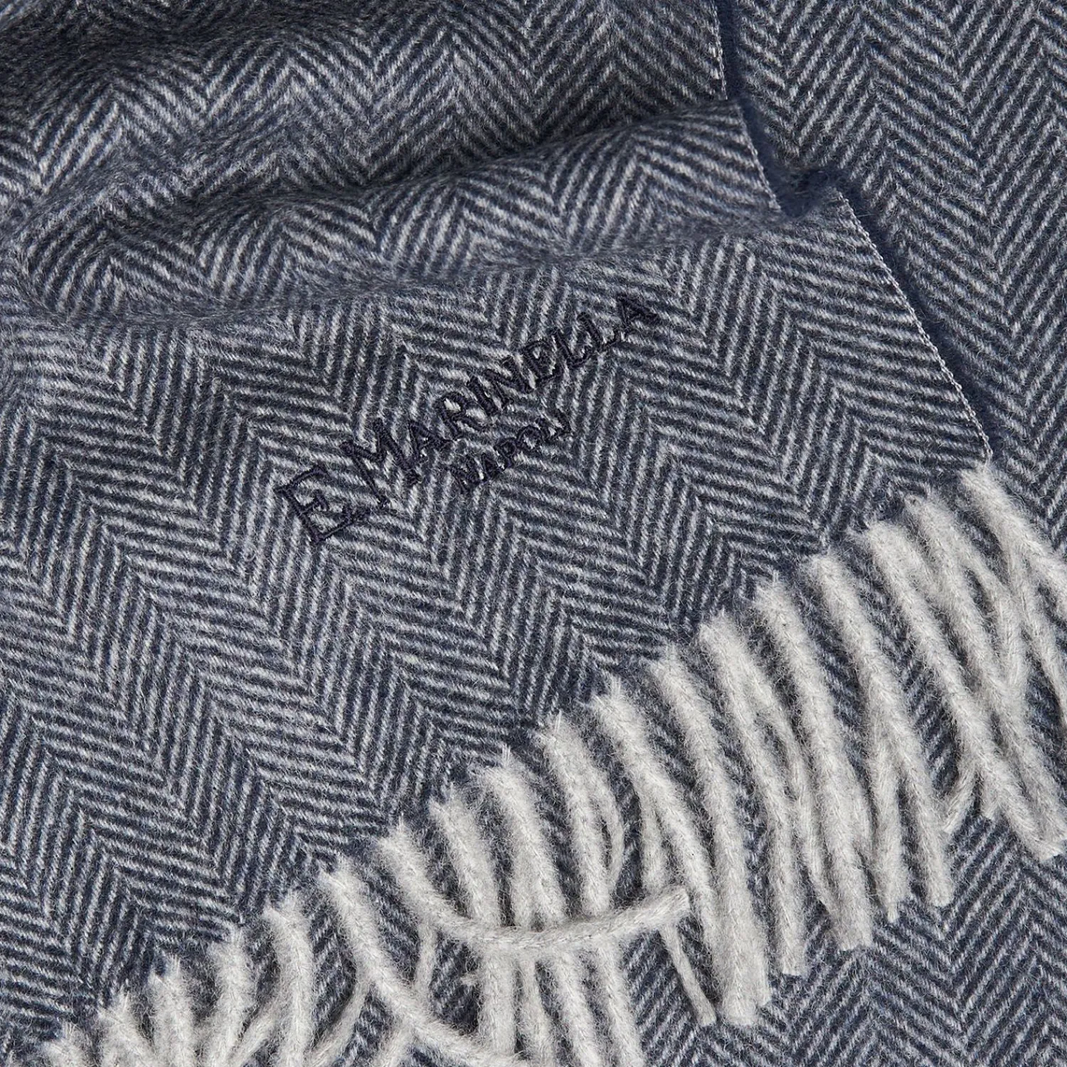 Blue Light Pure Cashmere Fringed Scarf>E.Marinella New