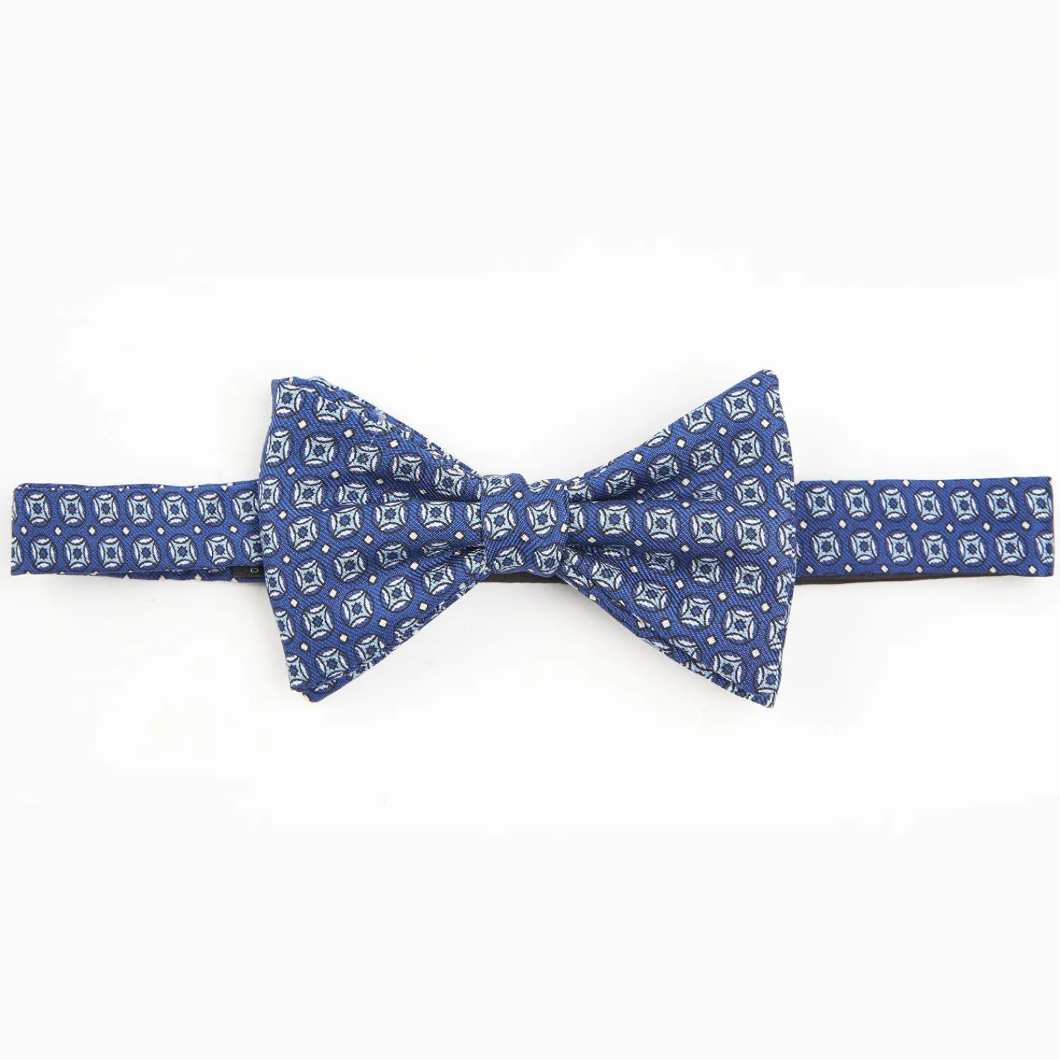 Blue Pre-Knotted Silk Bowtie- Large Geometric Pattern>E.Marinella Store