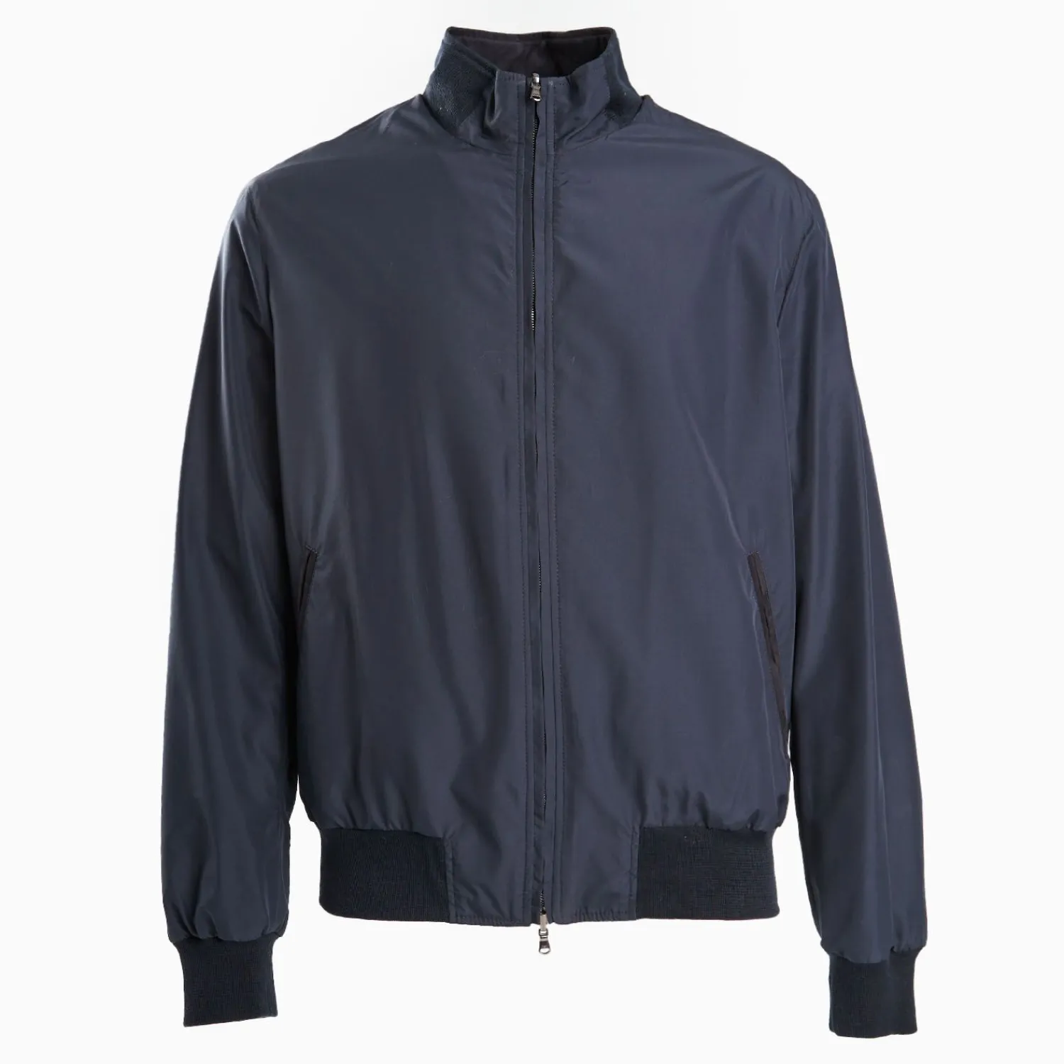 Blue Reversible Suede Leather And Nylon Jacket>E.Marinella Best