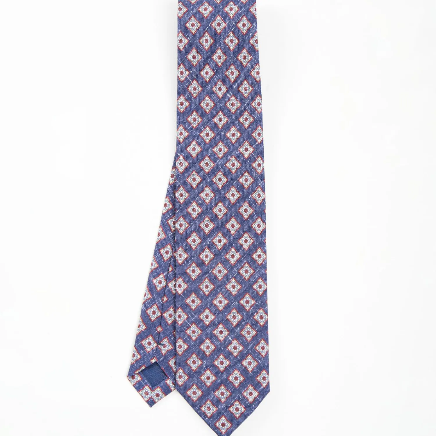 Blue Sartorial Cotton And Silk Tie - Large Flower Pattern>E.Marinella Online