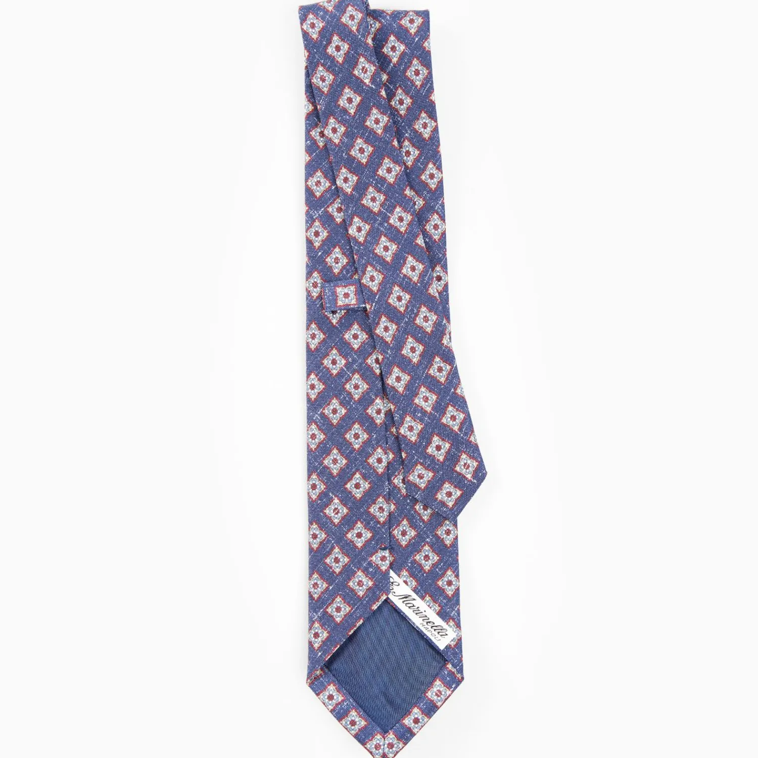 Blue Sartorial Cotton And Silk Tie - Large Flower Pattern>E.Marinella Online