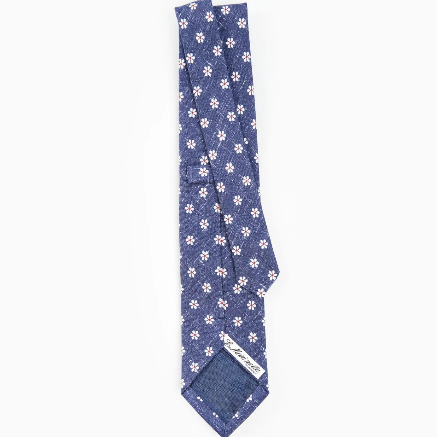 Blue Sartorial Cotton And Silk Tie - Large Flower Pattern>E.Marinella Hot