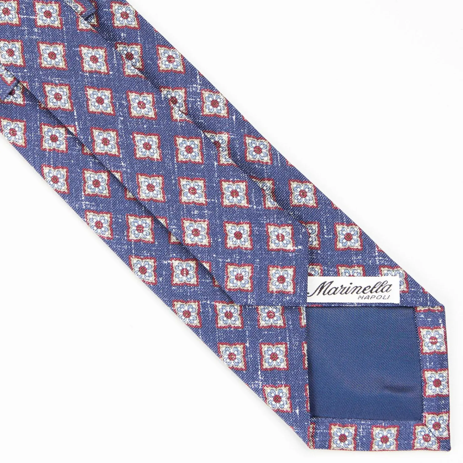 Blue Sartorial Cotton And Silk Tie - Large Flower Pattern>E.Marinella Online