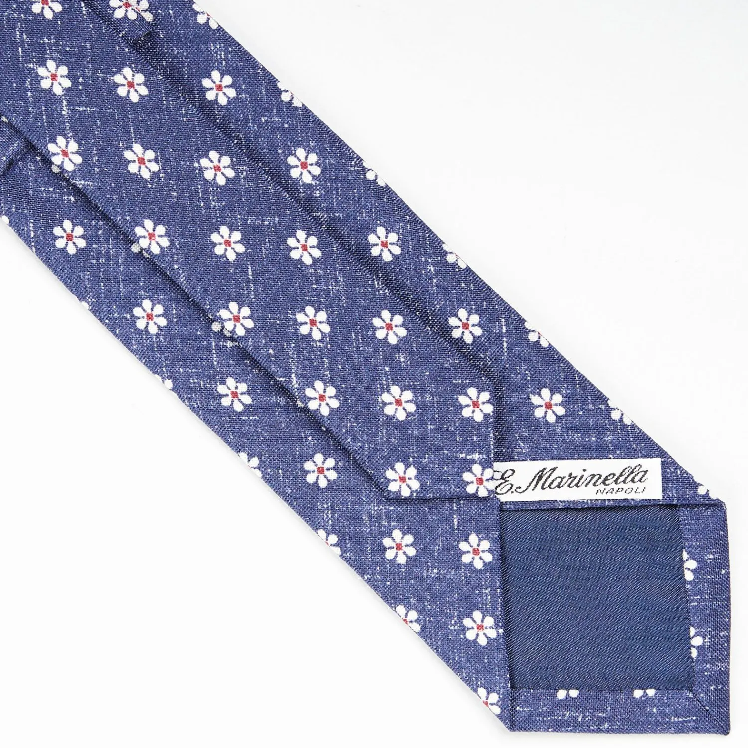 Blue Sartorial Cotton And Silk Tie - Large Flower Pattern>E.Marinella Hot