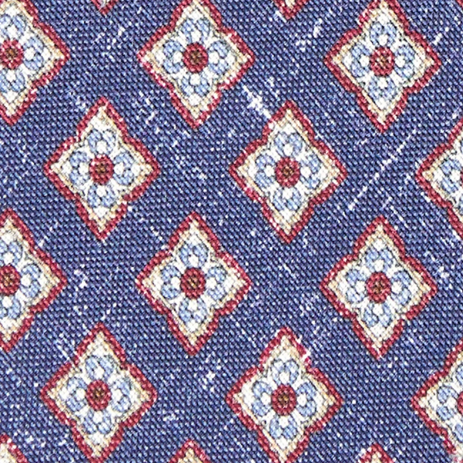 Blue Sartorial Cotton And Silk Tie - Large Flower Pattern>E.Marinella Online