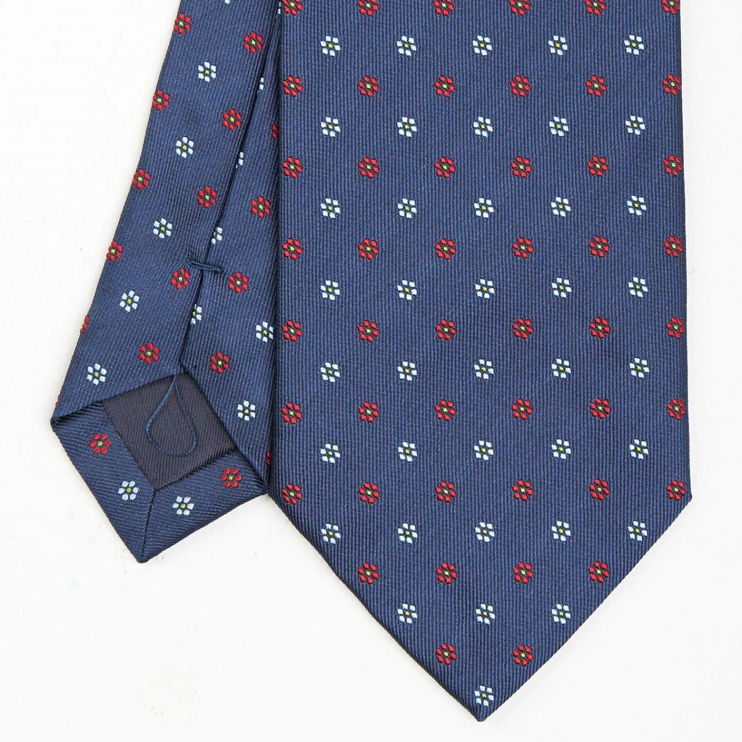 Blue Sartorial Jacquard Silk Tie - Small Flower Designs>E.Marinella Best Sale