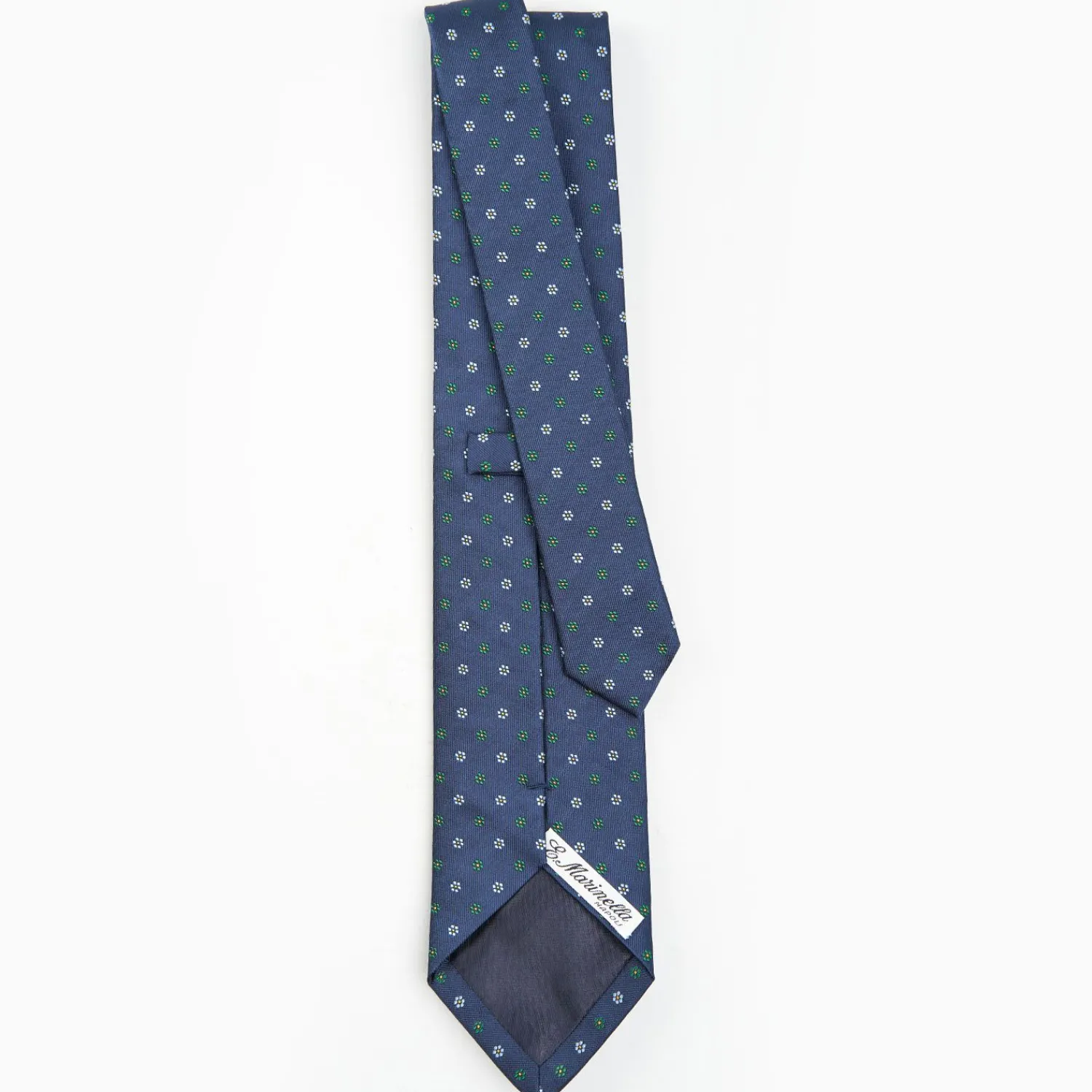 Blue Sartorial Jacquard Silk Tie - Small Flower Designs>E.Marinella Online