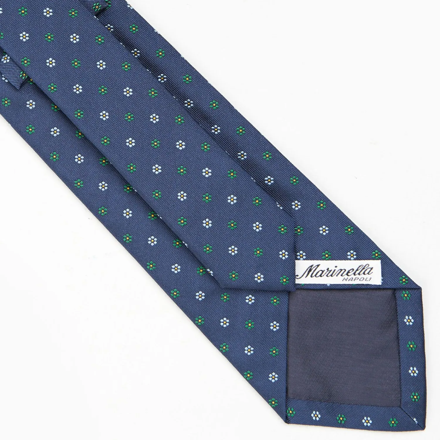 Blue Sartorial Jacquard Silk Tie - Small Flower Designs>E.Marinella Online