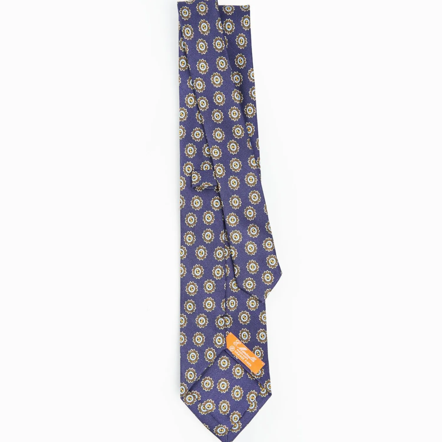 Blue Silk And Orange Fiber Tie>E.Marinella Sale