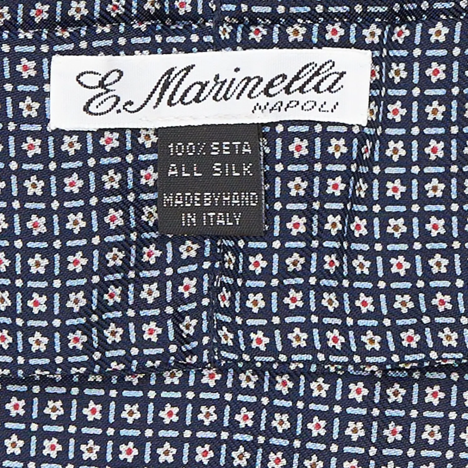 Blue Silk Ascot Tie - Small Flower Designs>E.Marinella Fashion