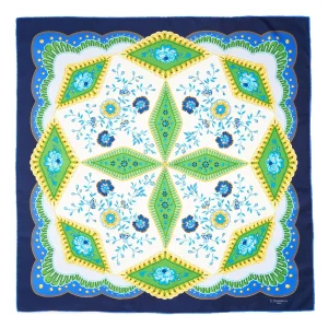 Blue Silk Scarf 90 - Floral Pattern>E.Marinella Shop